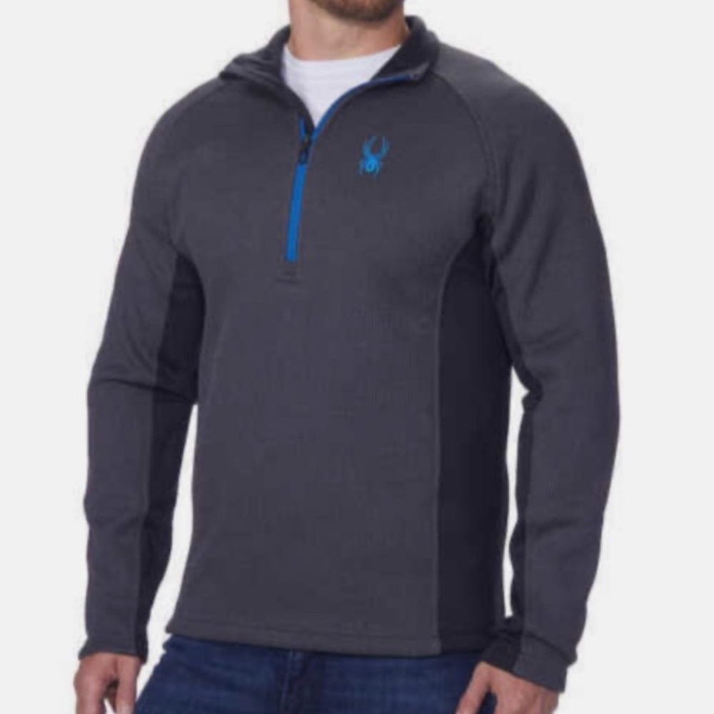 NWOT SPYDER OUTBOUND HEAVYWEIGHT GRAY & BLACK 1/2 ZIP LONG SLEEVE PULLOVER LARGE